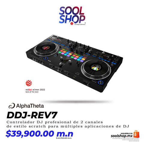 DDJ-REV7 AlphaTheta Controlador DJ profesional de 2 canales de estilo scratch para múltiples aplicaciones de DJ